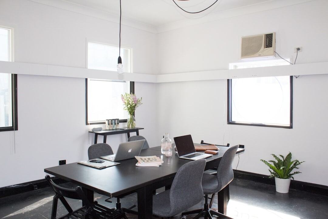 Modern media office interior with meeting space