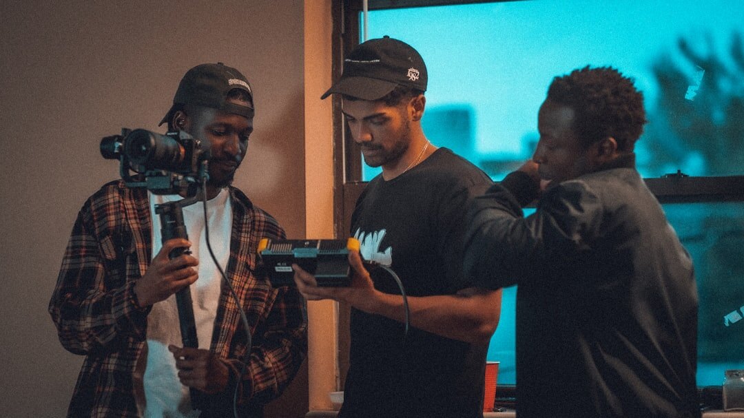 Camera crew preparing equipment before a live broadcast